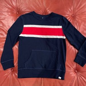 Boys Gap L Navy white red lightweight sweatshirt with a kangaroo pocket